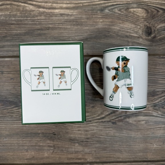 Ralph Lauren Polo Tennis Bear Ralph's Coffee Mug In Box Porcelain White NEW - Picture 3 of 6